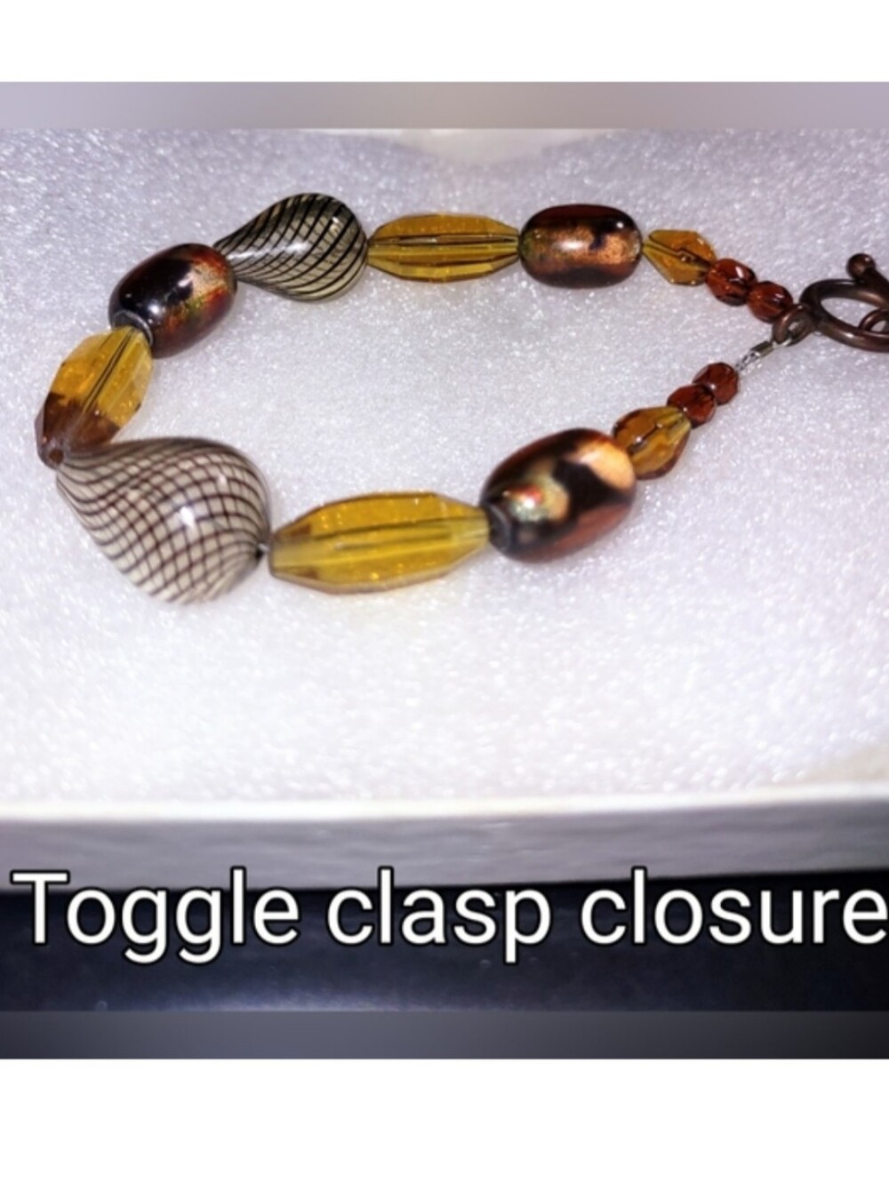 Amber Czech Glass Bead Toggle Bracelet